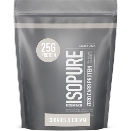 Isopure Protein Powder, Zero Carb Whey Isolate, Gluten Free, Lactose Free, 25g Protein, Keto Friendly, Cookies & Cream, 15 Servings, 1 Pound (Packaging May Vary)