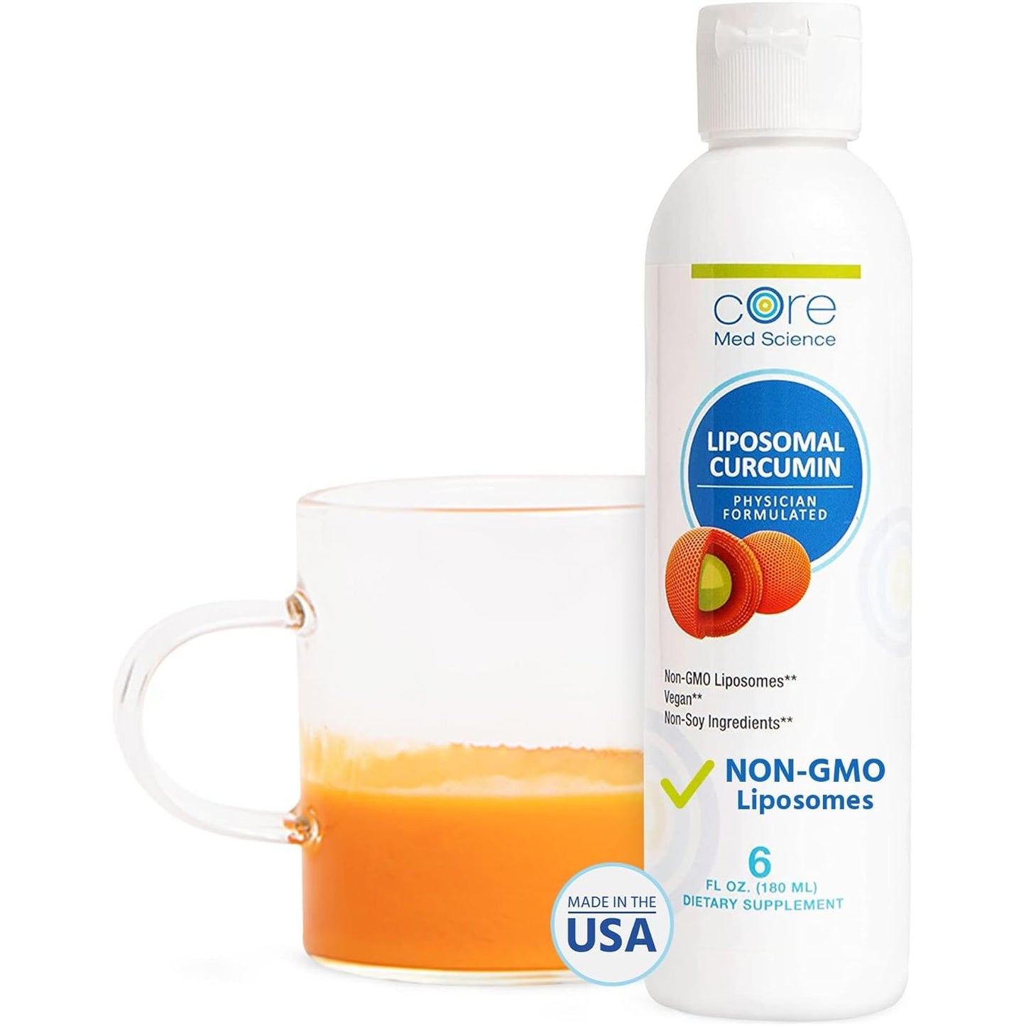 Core Med Science Liposomal Curcumin Liquid Turmeric Supplement, 6 Fl Oz - High Absorption Joint & Heart Health Support for Adults - Turmeric Liquid Drops That Promotes Cognitive & Brain Health