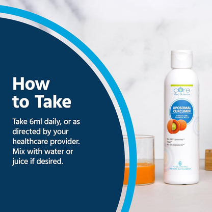 Core Med Science Liposomal Curcumin Liquid Turmeric Supplement, 6 Fl Oz - High Absorption Joint & Heart Health Support for Adults - Turmeric Liquid Drops That Promotes Cognitive & Brain Health