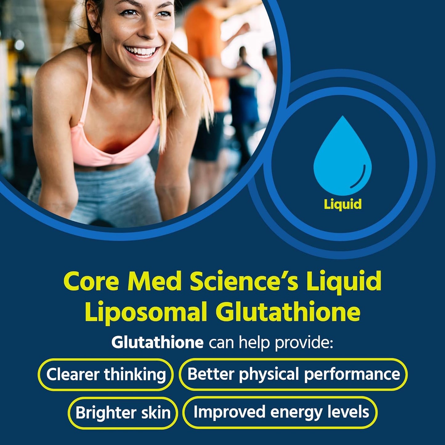 Core Med Science Liposomal Glutathione Liquid Supplement (500mg, 4 Fl Oz) - Pure Reduced Setria with Phospholipid Complex - Antioxidant Supplement for Energy, Brain Health, Skin & Liver Health