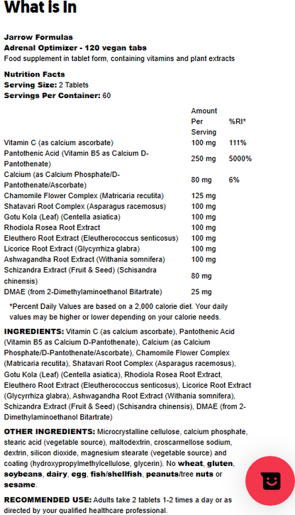 Jarrow Formulas Adrenal Optimizer 120 vegan tabs