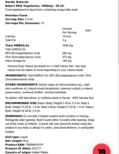 Nordic Naturals Baby's DHA Vegetarian 30 ml.