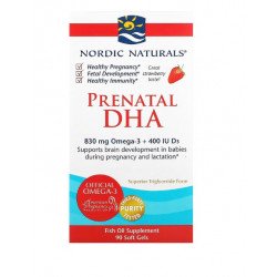 Nordic Naturals Prenatal DHA 830mg Omega-3 + 400 IU D3 Strawberry - 90 softgels